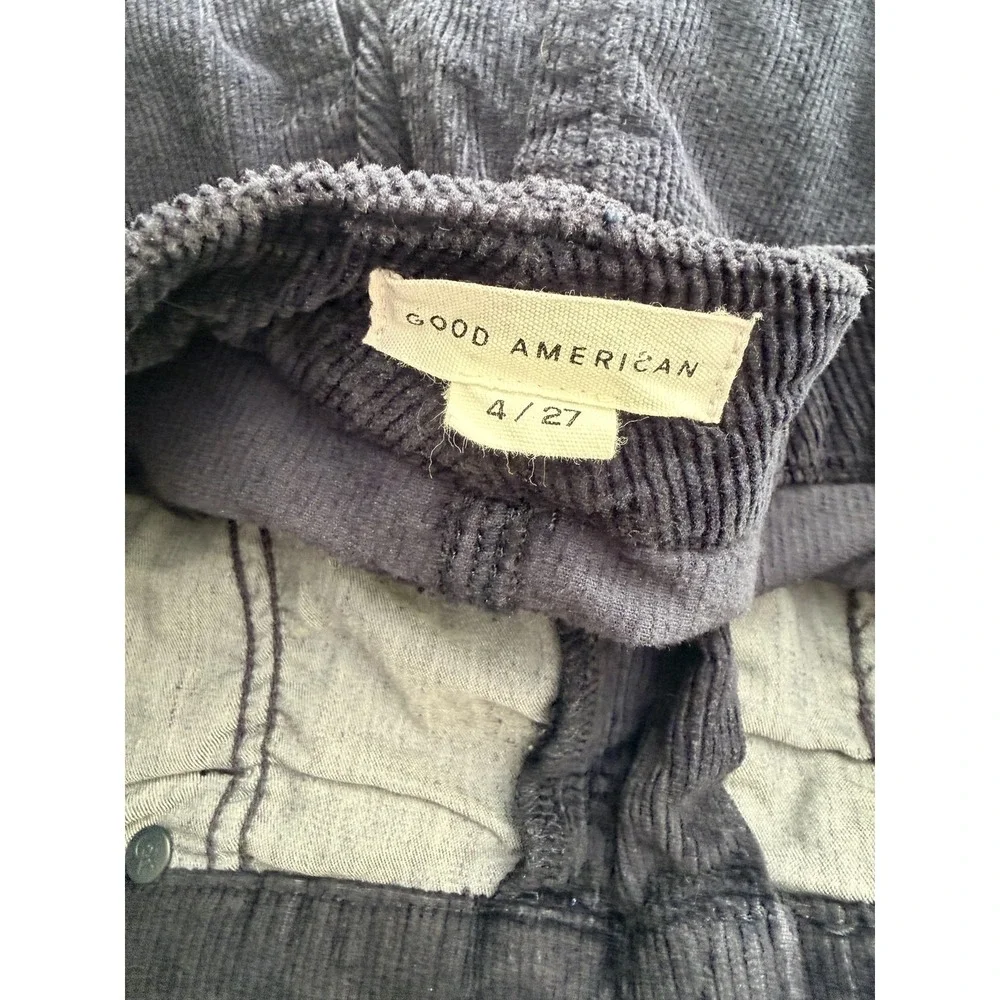 Good American Corduroy Pants Womens 4/27‎ Blue Good Classic Straight Leg Stretch